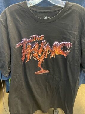 Men's Black Graphic Short Sleeve Tee with Fiery Monster Print